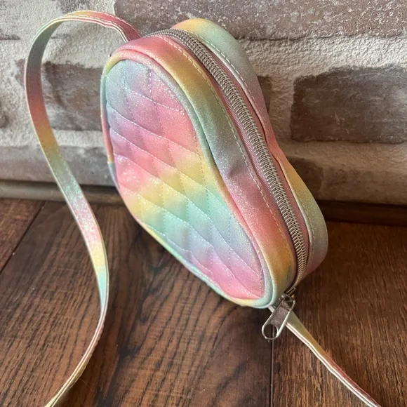 Heart purse pastel purses cute purses rainbow heart purse cute shimmer purse - Picture 2 of 3